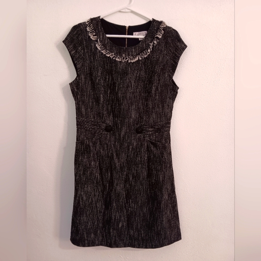 NANETTE LEPORE sleeveless black & white tweed dress size 10